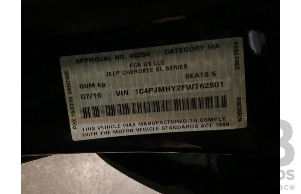 7/2016 Jeep Cherokee Limited (4x4) 4d Wagon Metallic Black Turbo Diesel 2.0L
