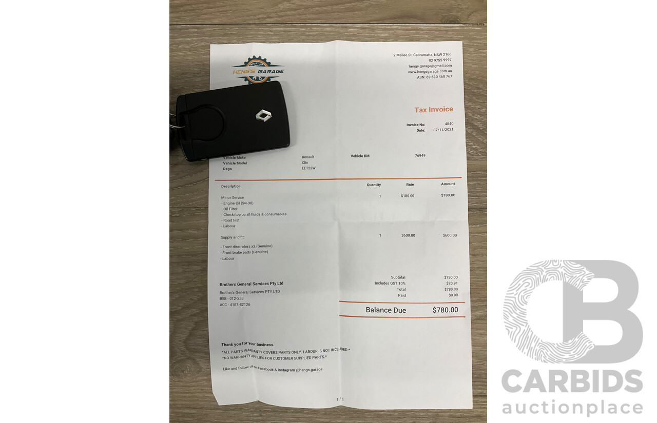 12/2014 Renault Clio RS 200 Sport X98 5d Hatchback White Turbo 1.6L