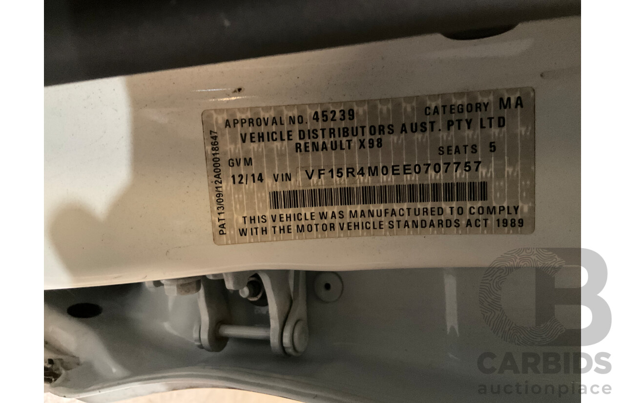 12/2014 Renault Clio RS 200 Sport X98 5d Hatchback White Turbo 1.6L