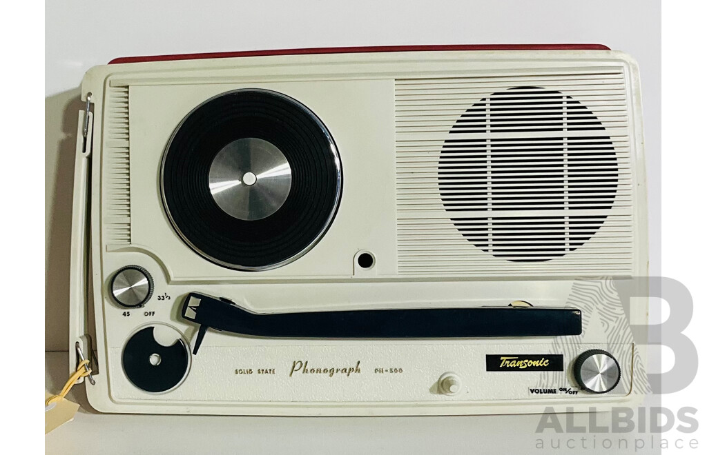 Vintage Battery Operated Portable Transonic Solid State Phonograph PH-500 Record Player