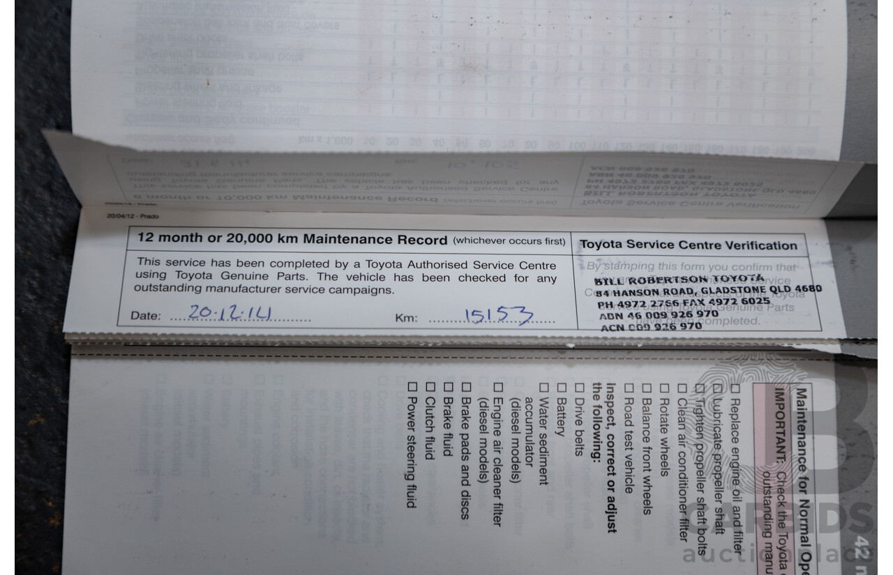 10/2013 Toyota Landcruiser Prado Kakadu (4x4) KDJ150R MY14 4D Wagon Grey Turbo Diesel 3.0L - 7 seater