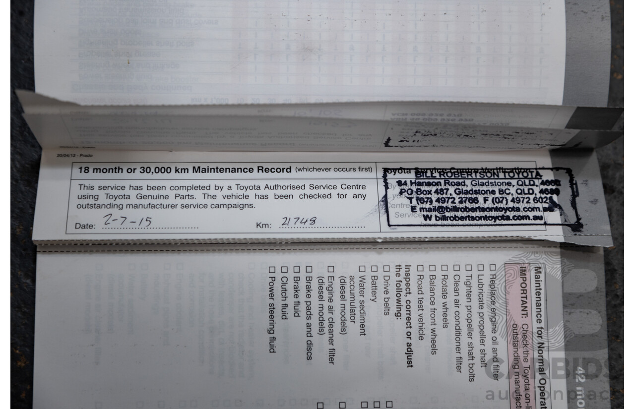 10/2013 Toyota Landcruiser Prado Kakadu (4x4) KDJ150R MY14 4D Wagon Grey Turbo Diesel 3.0L - 7 seater