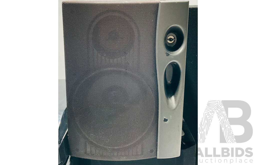 Sony Automatic Turntable System PS-LX52Y, LBT- A17 Remote Controlled Compact Hi-Fidelity Stereo System and 5 Disc Automatic Loading System Alongside Pair of Sony Speakers, and Two Pairs of Other Speakers