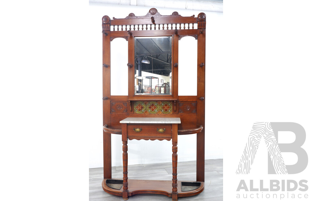 Early 20th Century Mirrored Hall Stand