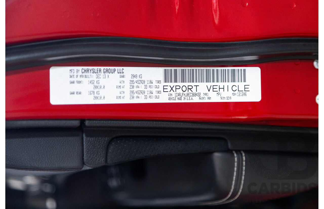 02/2014 Jeep Grand Cherokee SRT 8 (4x4) WK MY14 4d Wagon Redline Pearl V8 6.4L