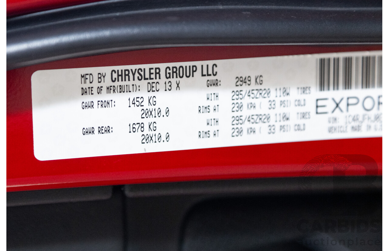 02/2014 Jeep Grand Cherokee SRT 8 (4x4) WK MY14 4d Wagon Redline Pearl V8 6.4L