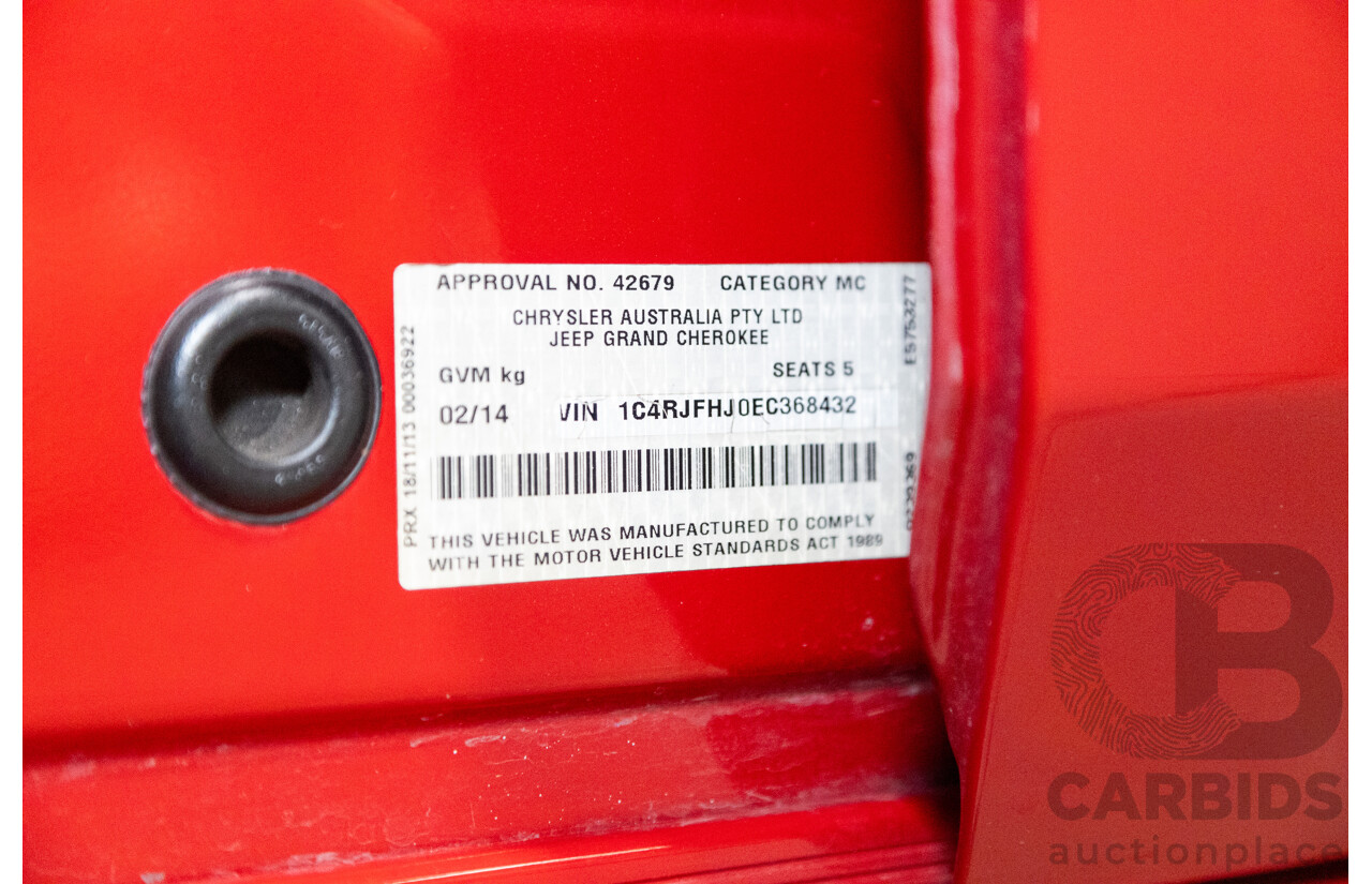02/2014 Jeep Grand Cherokee SRT 8 (4x4) WK MY14 4d Wagon Redline Pearl V8 6.4L