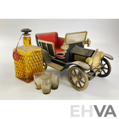 Vintage Model T Ford Decanter with Shot Glass Seats