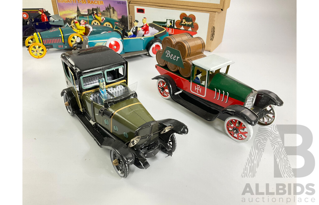 Collection of Pressed Steel Toy Cars, Clockwork and Friction Powered, Most with Original Boxes