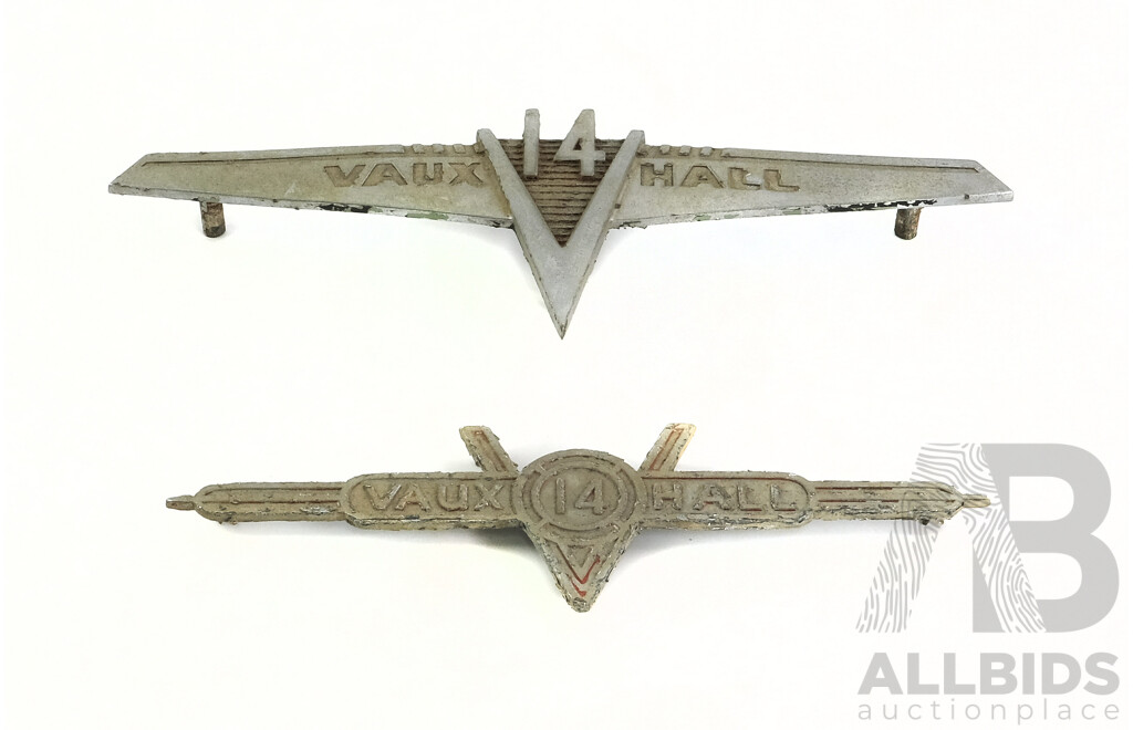Pair of Vauxhall 14 Car Badges