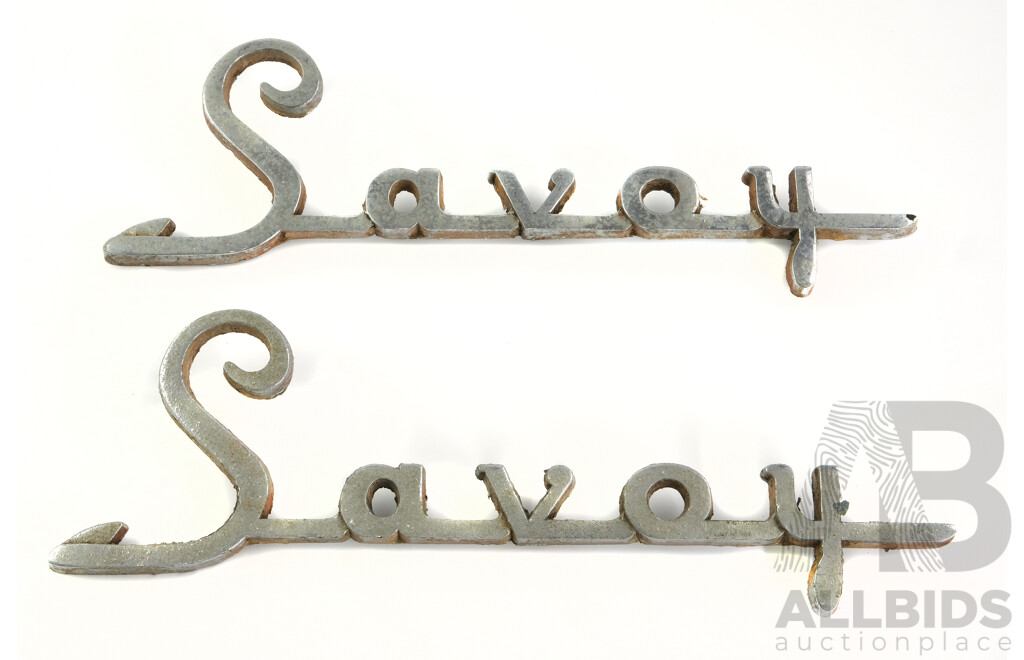 Pair of Vintage Plymouth Savoy Badges