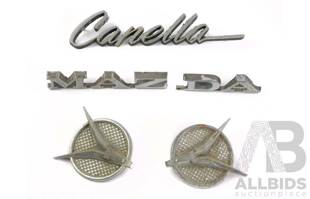 Vintage Mazda Badges Including Capella and RX2