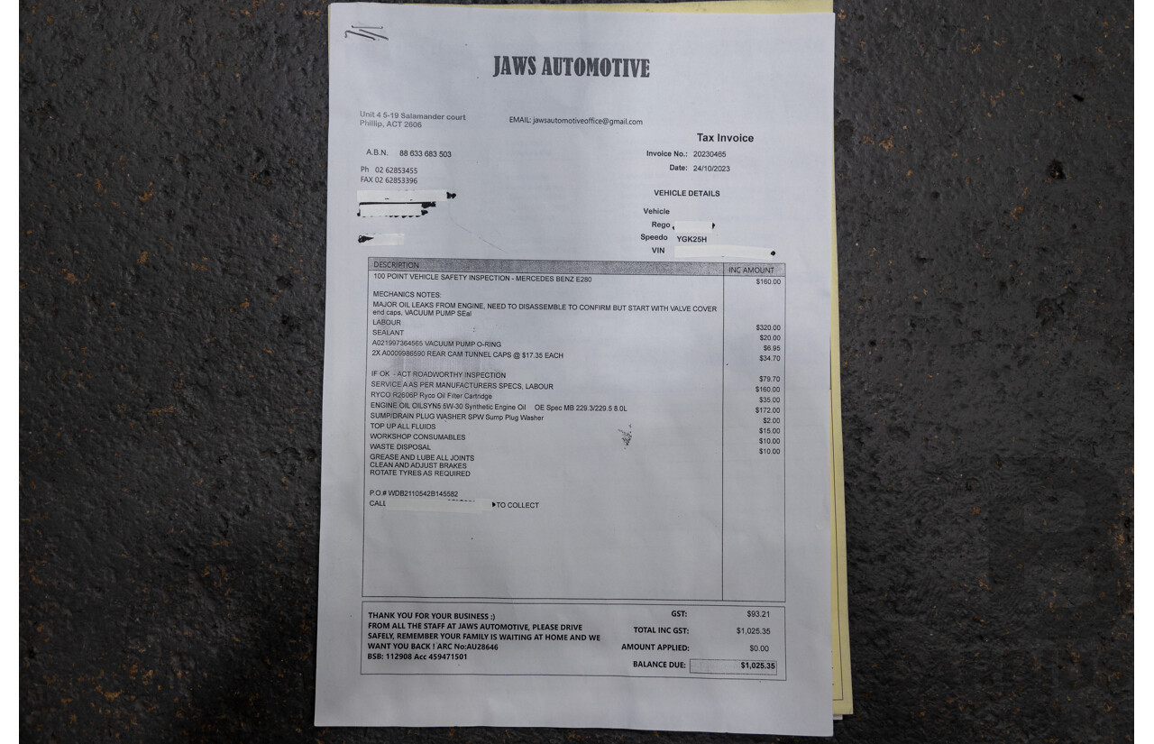 01/2008 Mercedes Benz E280 Elegance 211 MY07 Upgrade 4D Sedan Perlite Grey Metallic V6 3.0L