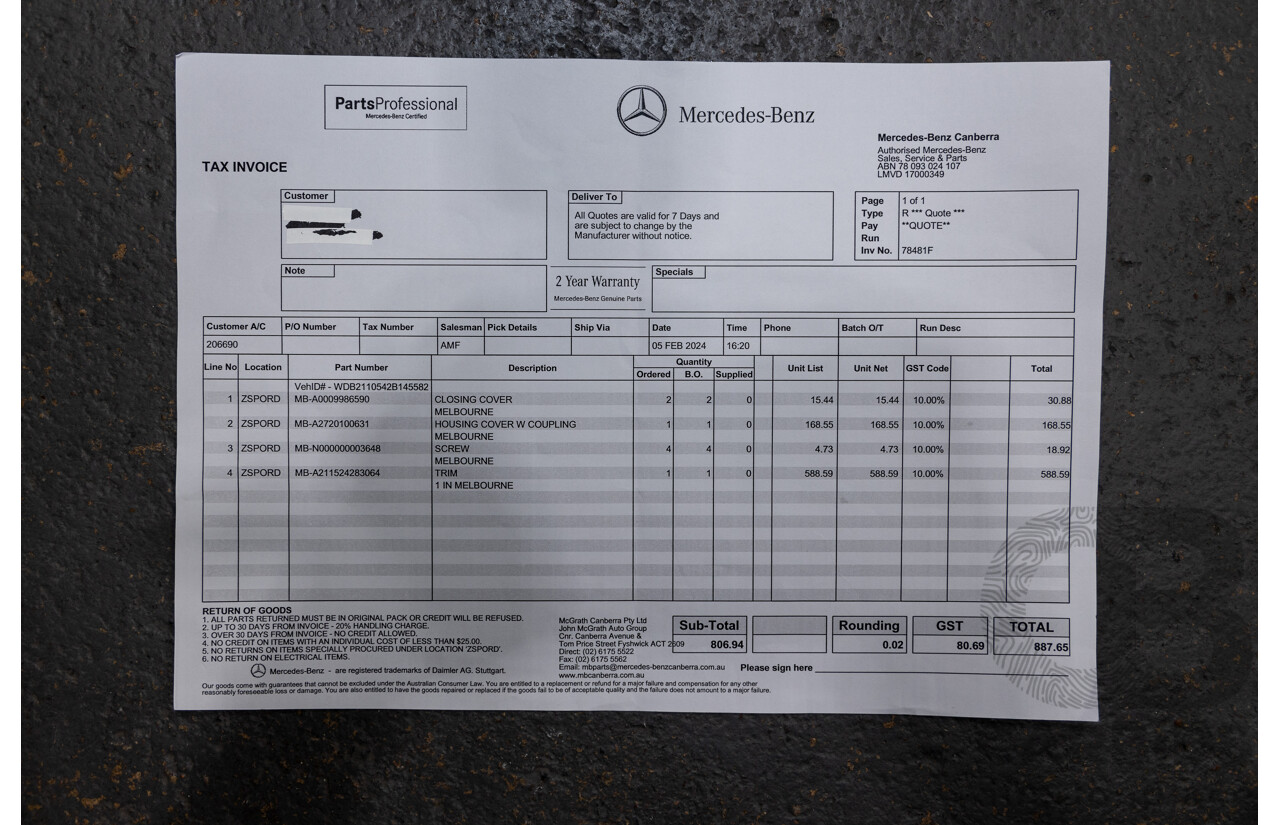 01/2008 Mercedes Benz E280 Elegance 211 MY07 Upgrade 4D Sedan Perlite Grey Metallic V6 3.0L