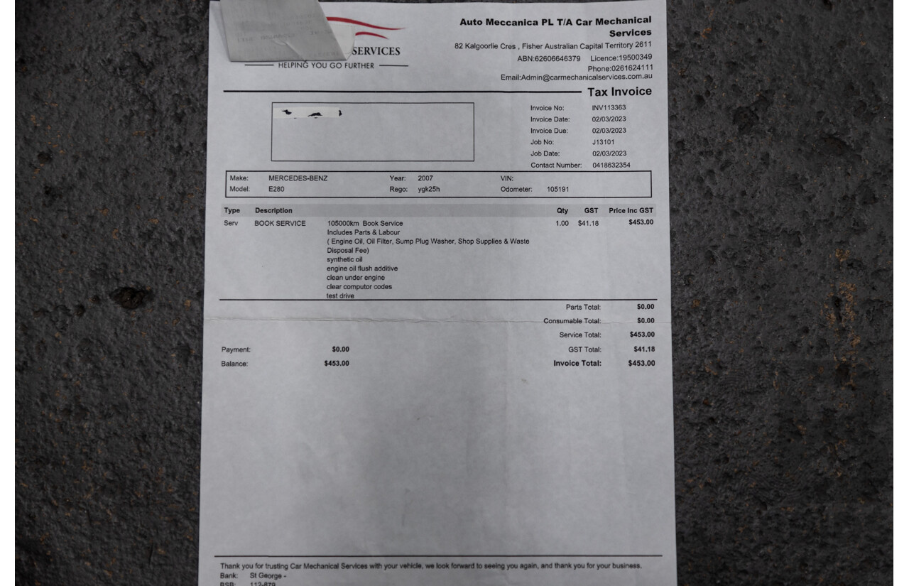 01/2008 Mercedes Benz E280 Elegance 211 MY07 Upgrade 4D Sedan Perlite Grey Metallic V6 3.0L