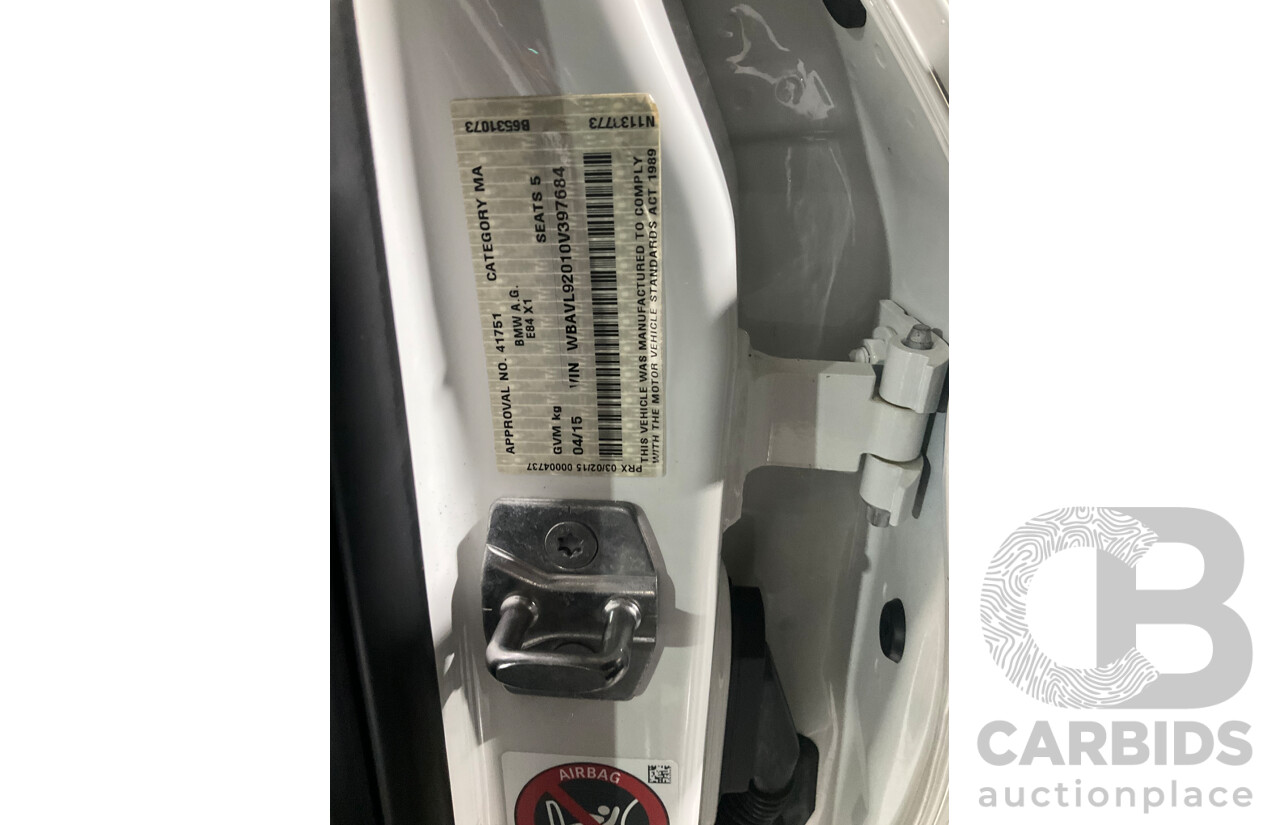 4/2015 BMW X1 Sdrive 20i Sportline E84 MY15 4d Wagon White Turbo 2.0L