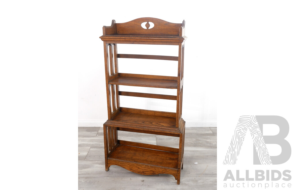 Antique Open Work Oak Bookcase