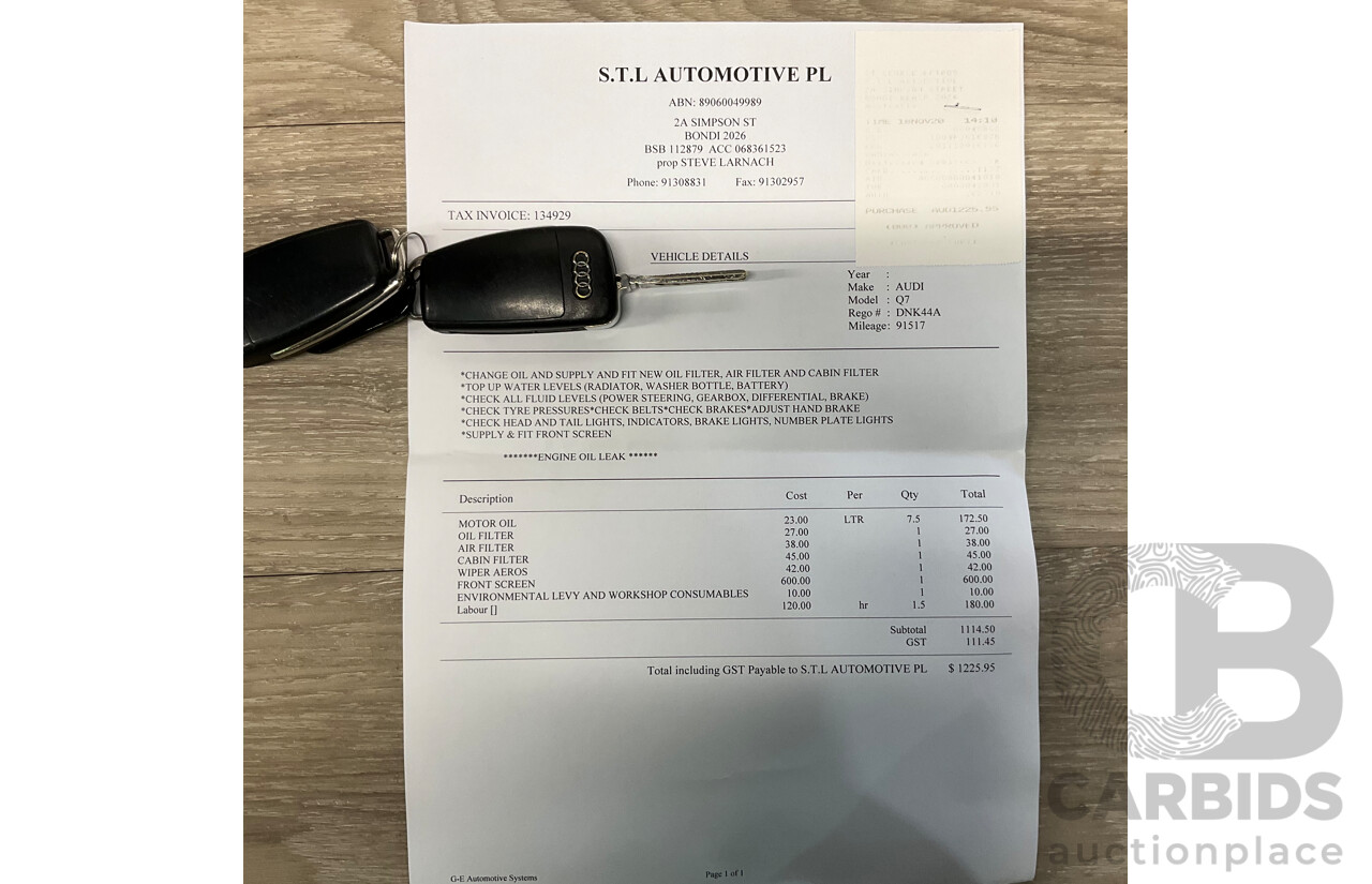 4/2012 Audi Q7 3.0 TDI Quattro S-Line Pack (AWD) MY12 4d Wagon Grey Turbo Diesel V6 3.0L - 7 Seater