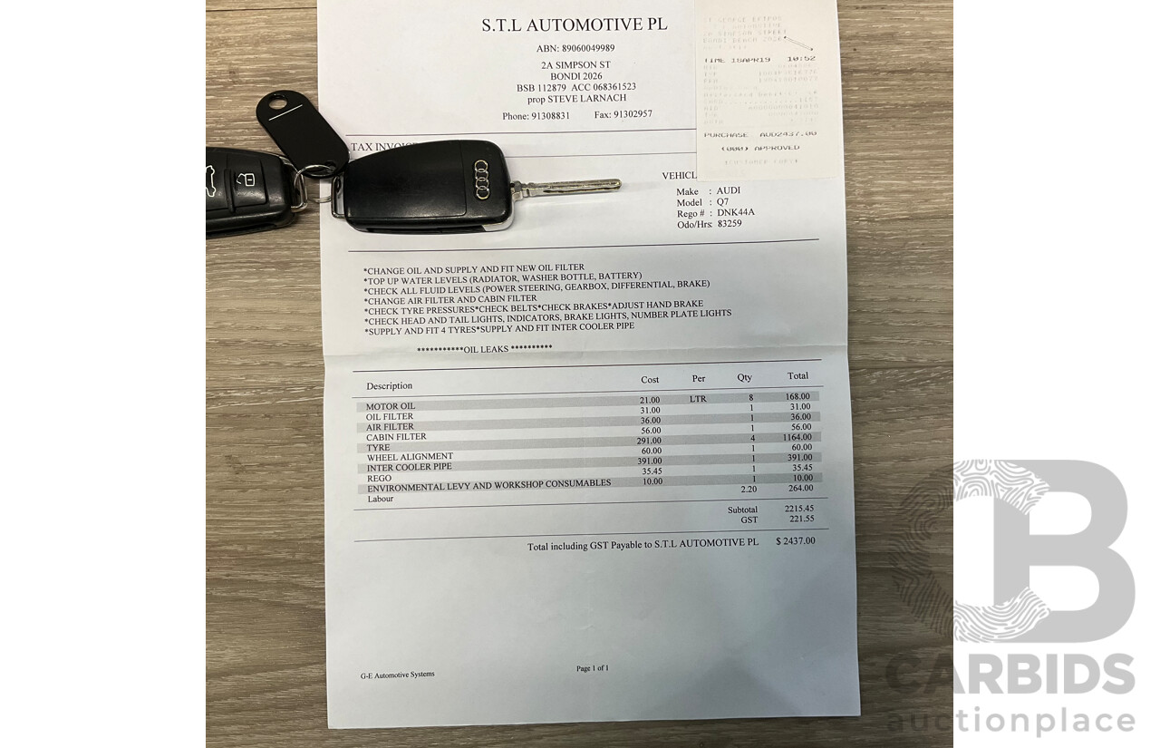 4/2012 Audi Q7 3.0 TDI Quattro S-Line Pack (AWD) MY12 4d Wagon Grey Turbo Diesel V6 3.0L - 7 Seater