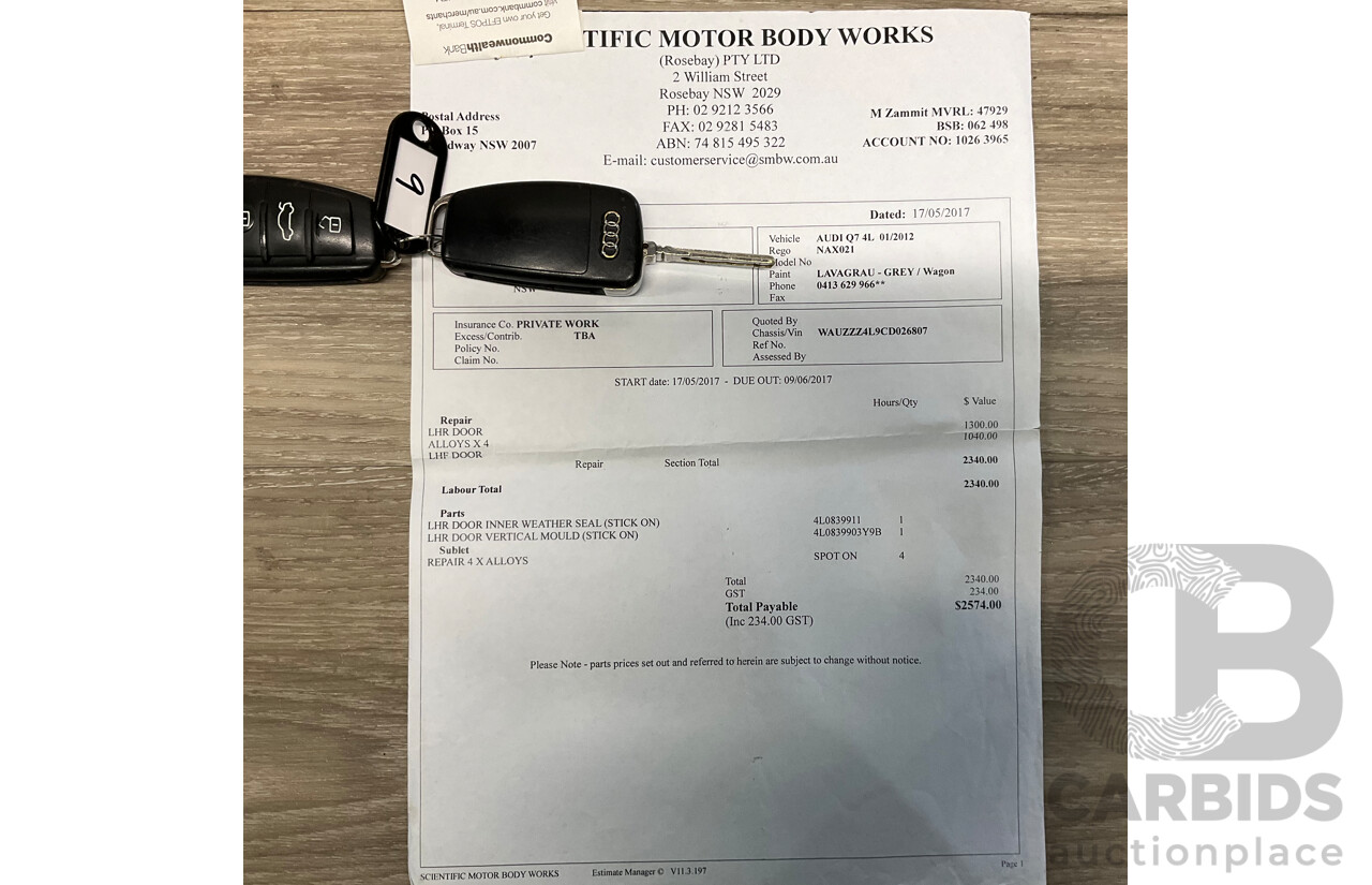 4/2012 Audi Q7 3.0 TDI Quattro S-Line Pack (AWD) MY12 4d Wagon Grey Turbo Diesel V6 3.0L - 7 Seater