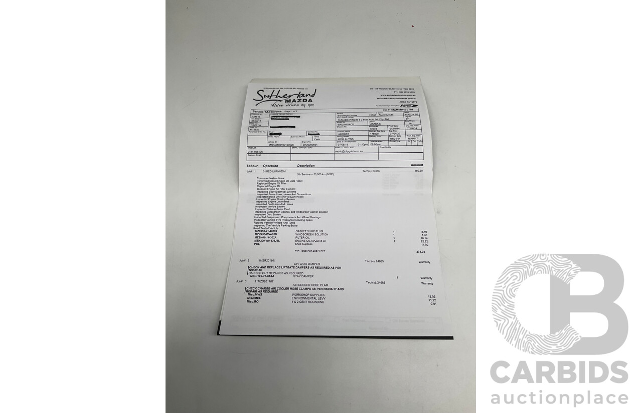 1/2014 Mazda 6 Atenza 6C MY14 UPGRADE 4d Wagon Metallic Silver Turbo Diesel 2.2L