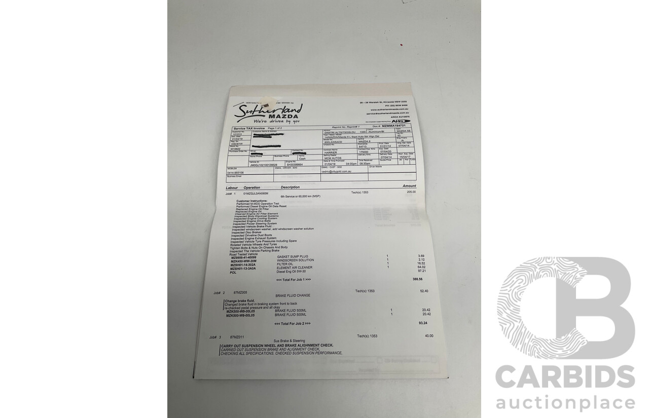 1/2014 Mazda 6 Atenza 6C MY14 UPGRADE 4d Wagon Metallic Silver Turbo Diesel 2.2L