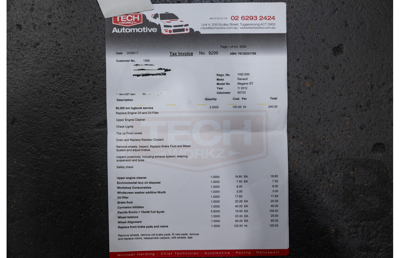 10/2012 Renault Megane R.S.265 Red Bull X95 3D Coupe Black Turbo 2.0L