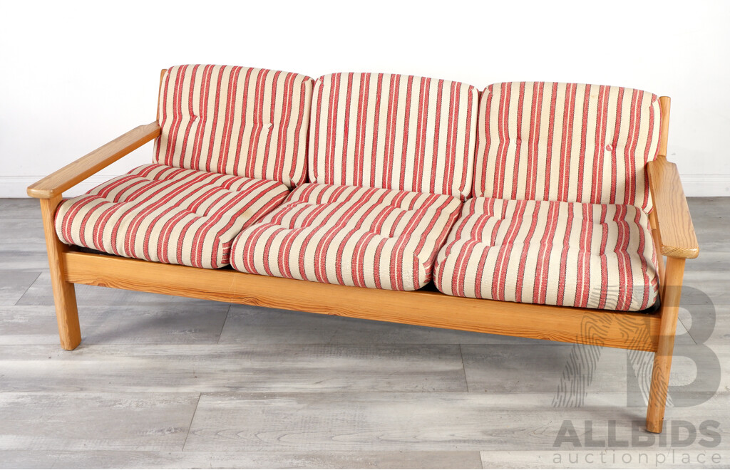 Australian Mid Century Timber Framed Three Seater Settee