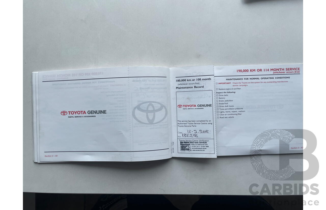 09/2007 Toyota Tarago GLX FWD ACR50R 4D Wagon Silver Or Chrome 2.4L