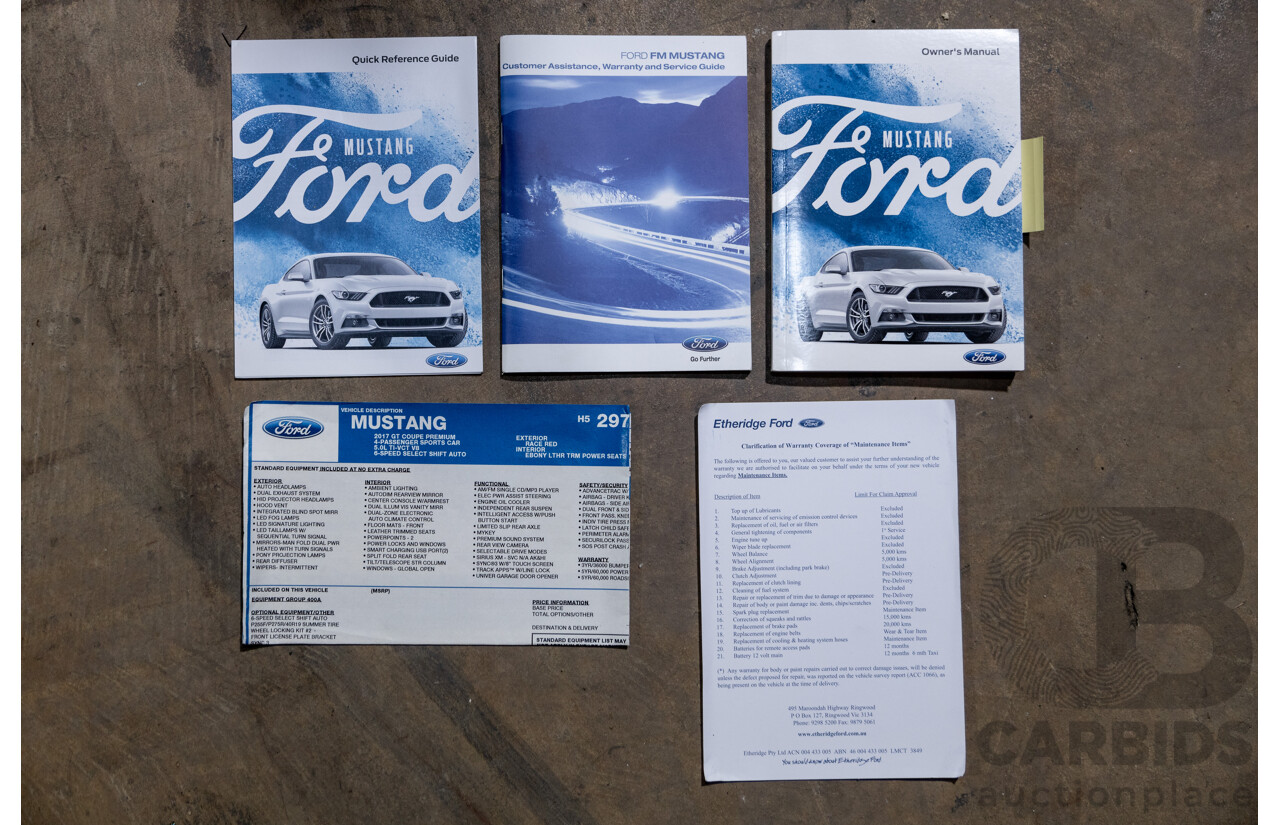 06/2017 Ford Mustang GT Fastback FM MY17 2d Coupe Race Red V8 5.0L