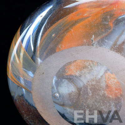 Vintage Hand Made Australian Studio Glass Vase by Helmut Hiebl of Original Hiebl Glass with Label and Signature to Base