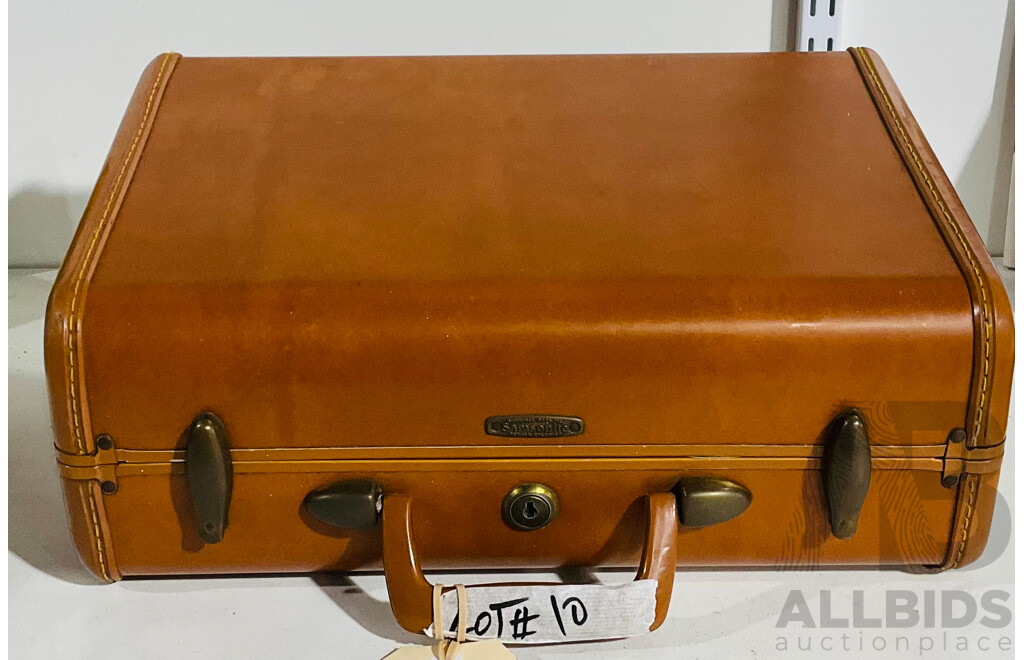 Vintage Samsonite Small Luggage Case with Fabric Inserts