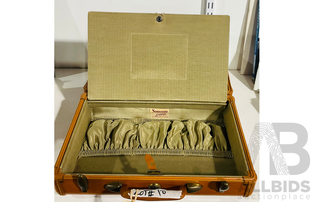Vintage Samsonite Small Luggage Case with Fabric Inserts
