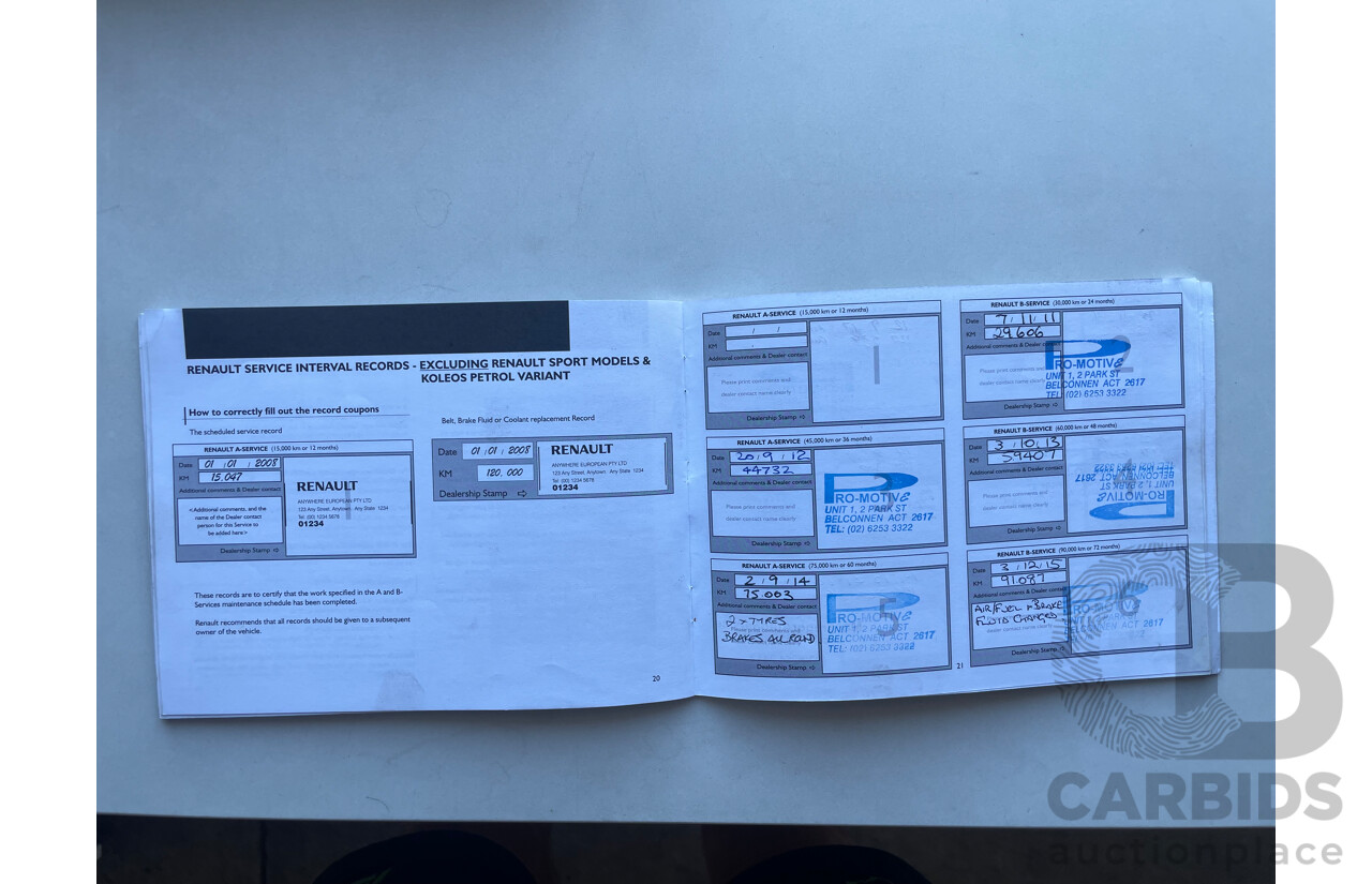 01/2010 Renault Koleos DYNAMIQUE (4x4) 4x4 H45 MY10 4D Wagon White 2.0L