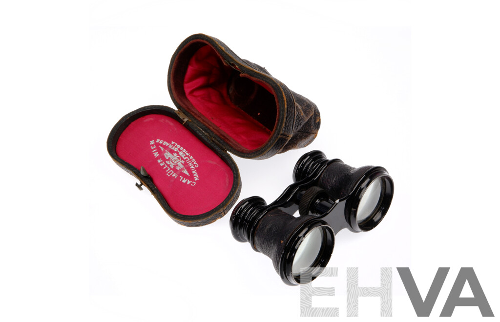 Antique Set Carl Muller Vienesse Binoculars in Leather Case