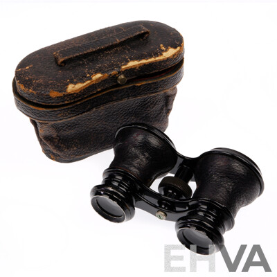 Antique Set Carl Muller Vienesse Binoculars in Leather Case