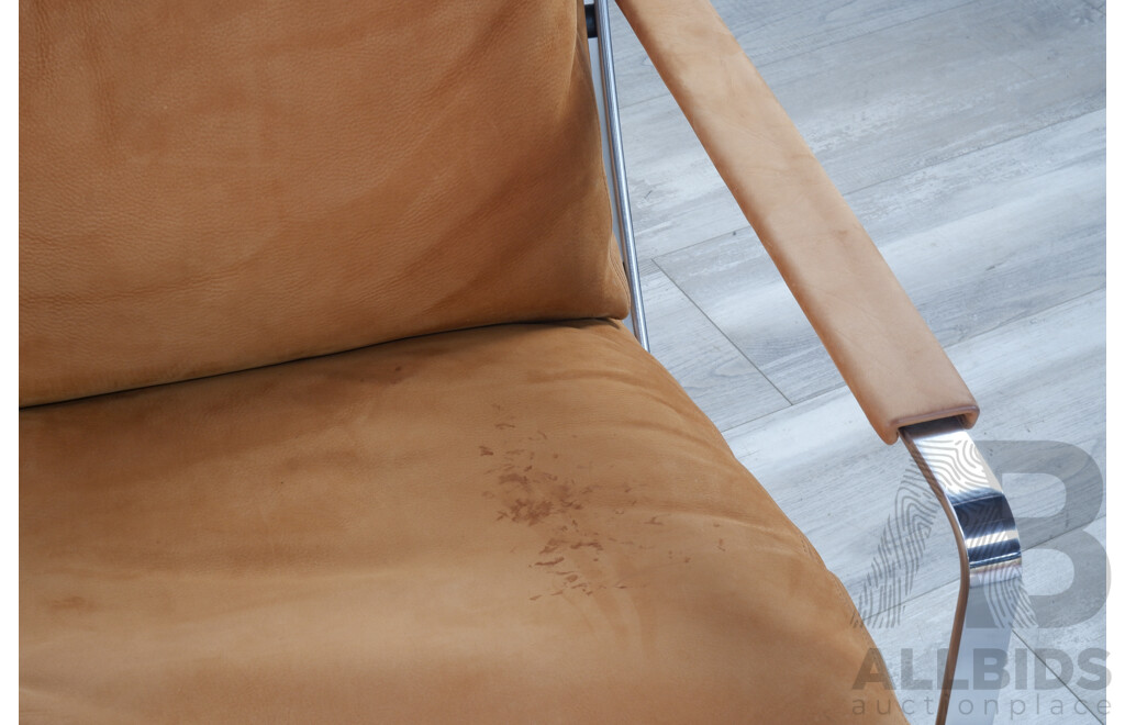 Pair of Leather and Flat Chrome FK 701 Fabricius Armchairs by Walter Knoll