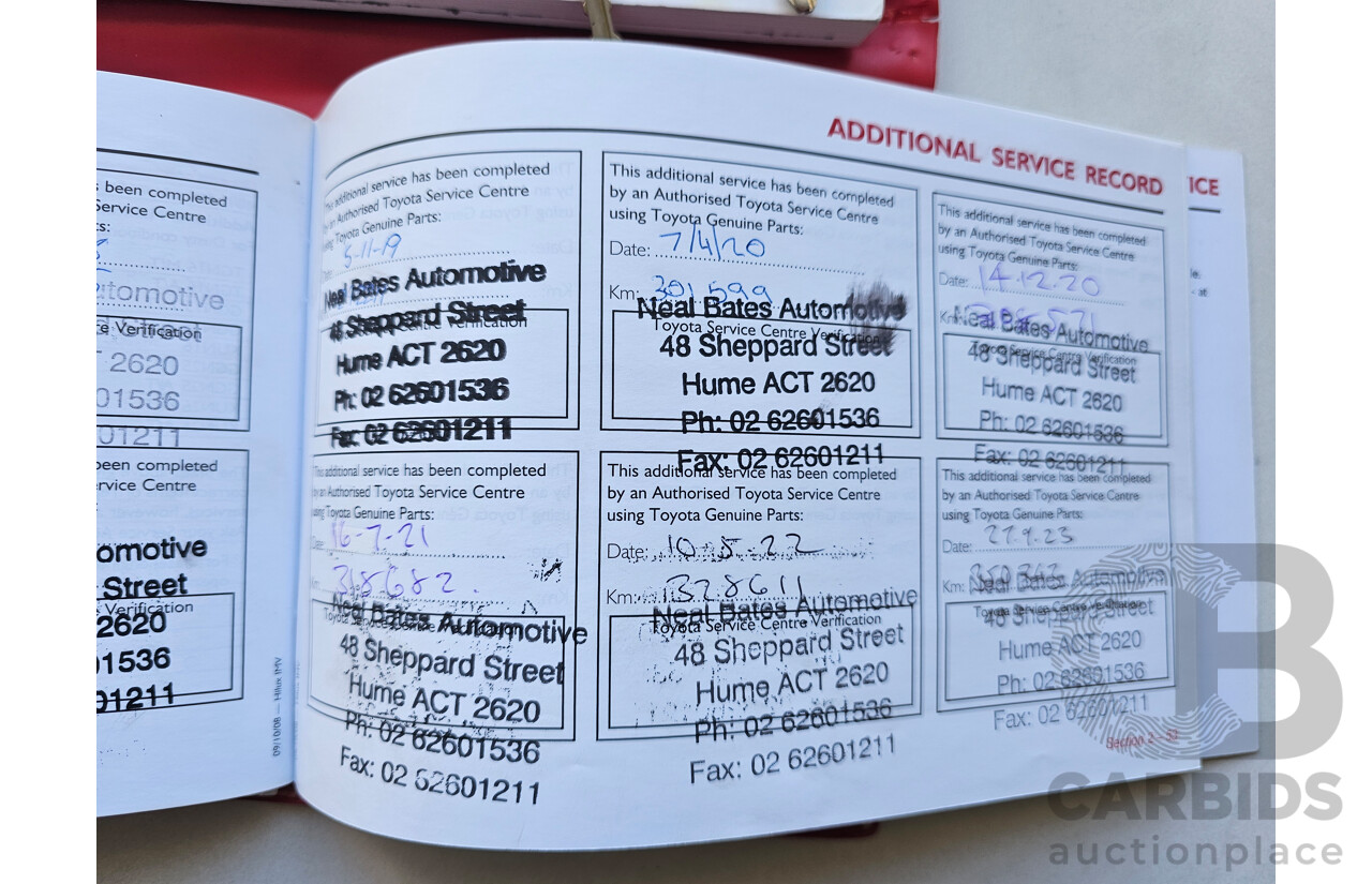 6/2009 Toyota Hilux SR (4x4) KUN26R 09 UPGRADE Dual Cab P/Up White 3.0L