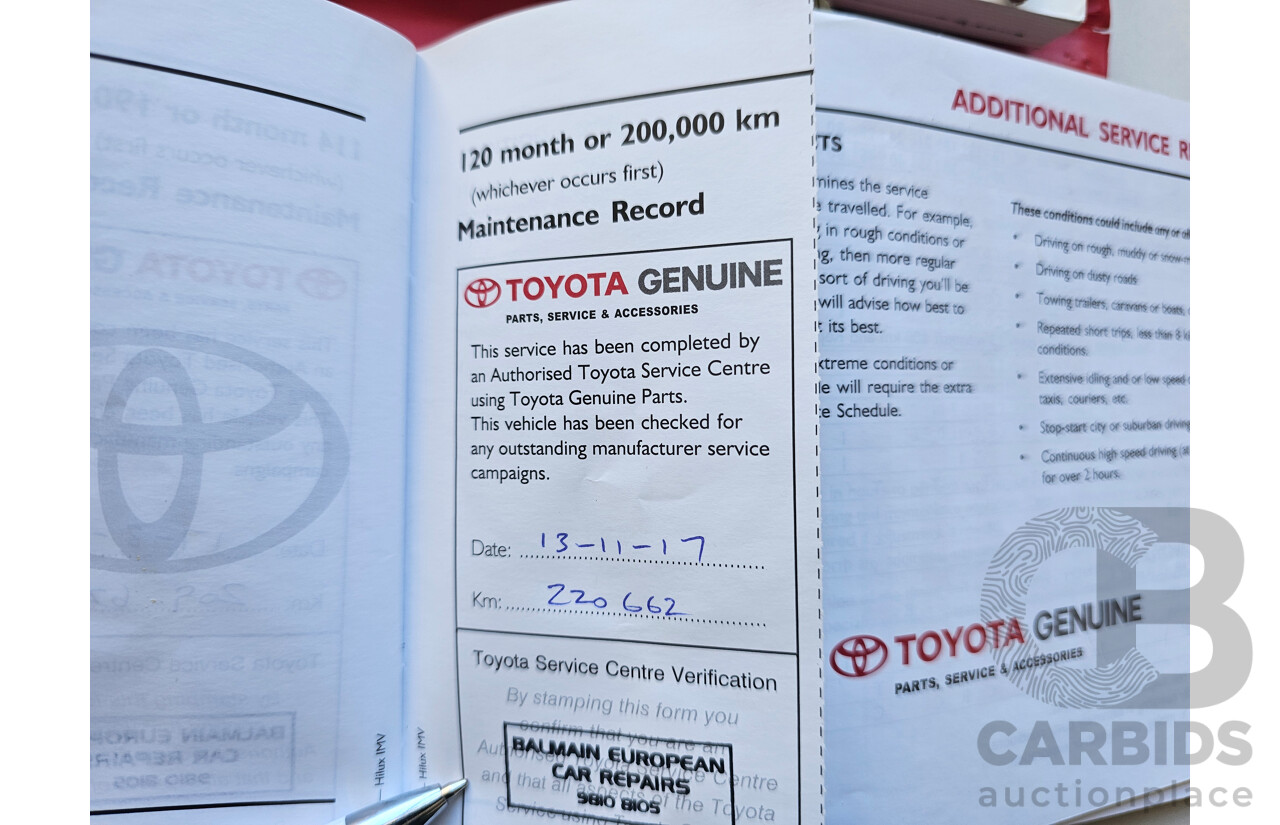 6/2009 Toyota Hilux SR (4x4) KUN26R 09 UPGRADE Dual Cab P/Up White 3.0L