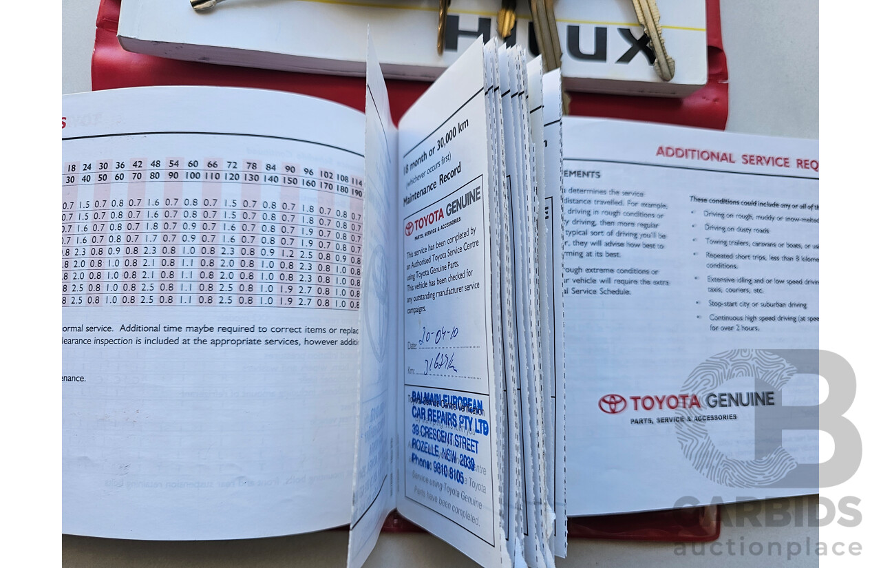 6/2009 Toyota Hilux SR (4x4) KUN26R 09 UPGRADE Dual Cab P/Up White 3.0L