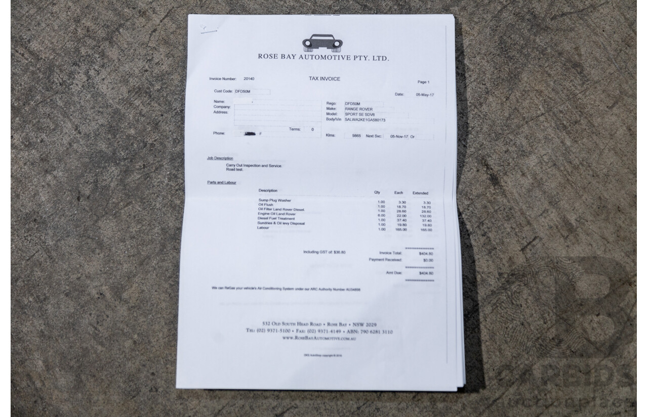 4/2016 Range Rover Range Rover Sport SDV6 SE LW MY16 (AWD) 4d Wagon Zanzibar Sunstone Copper Metallic Twin Turbo Diesel V6 3.0L