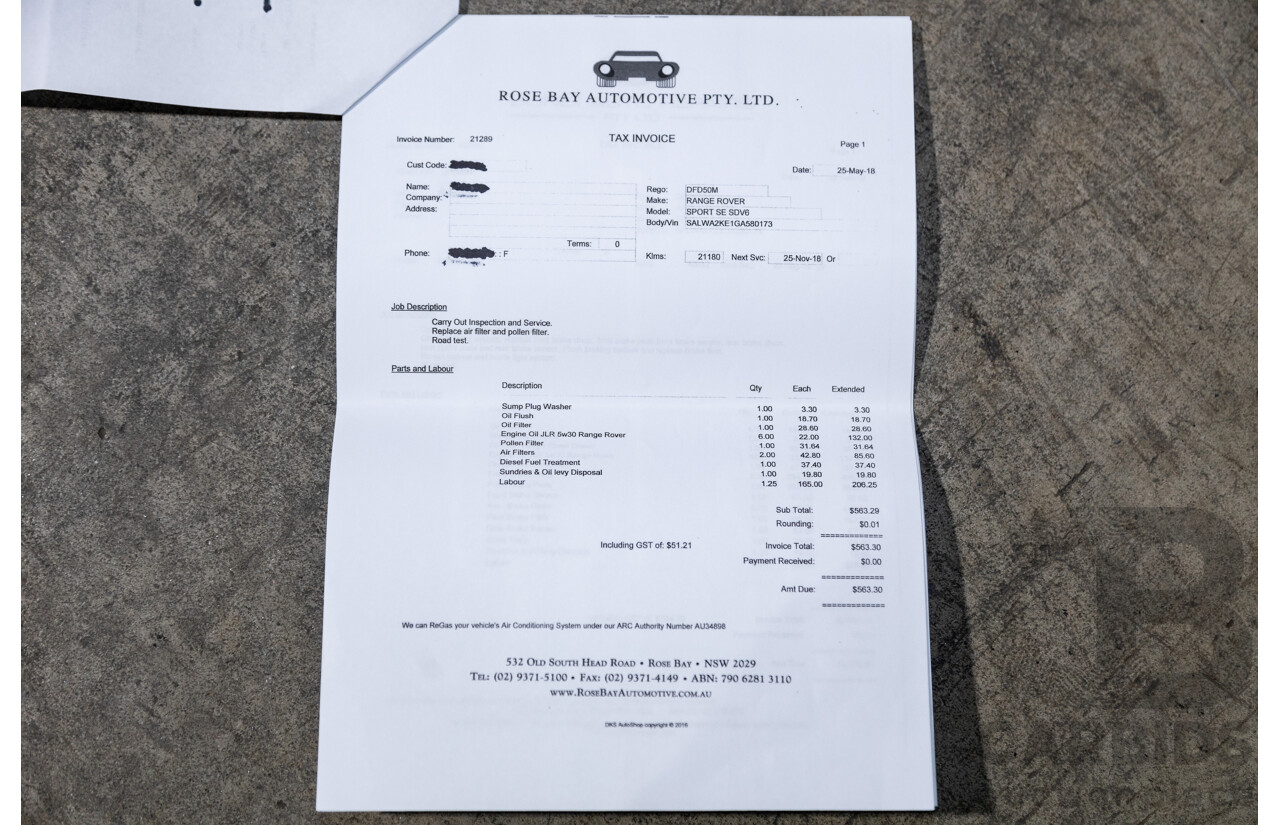 4/2016 Range Rover Range Rover Sport SDV6 SE LW MY16 (AWD) 4d Wagon Zanzibar Sunstone Copper Metallic Twin Turbo Diesel V6 3.0L