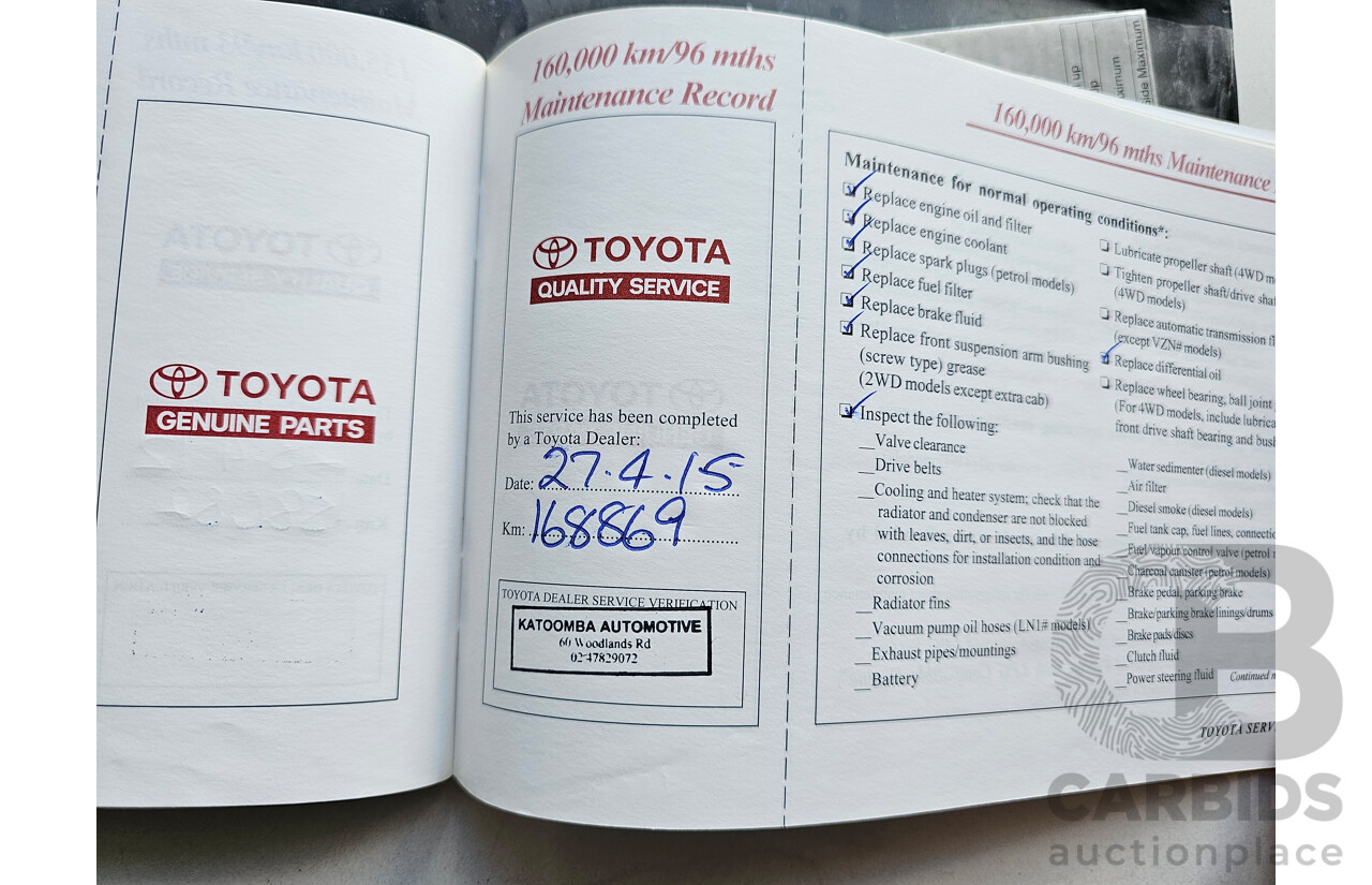 12/2003 Toyota Hilux  RZN149R C/Chas White 2.7L