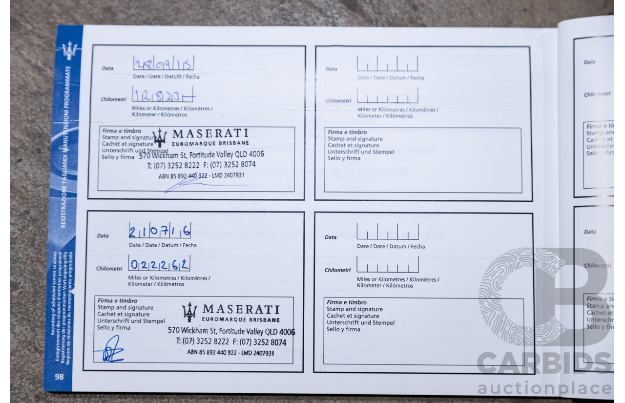 5/2015 Maserati Ghibli D M157 4d Sedan Metallic Black Turbo Diesel V6 3.0L