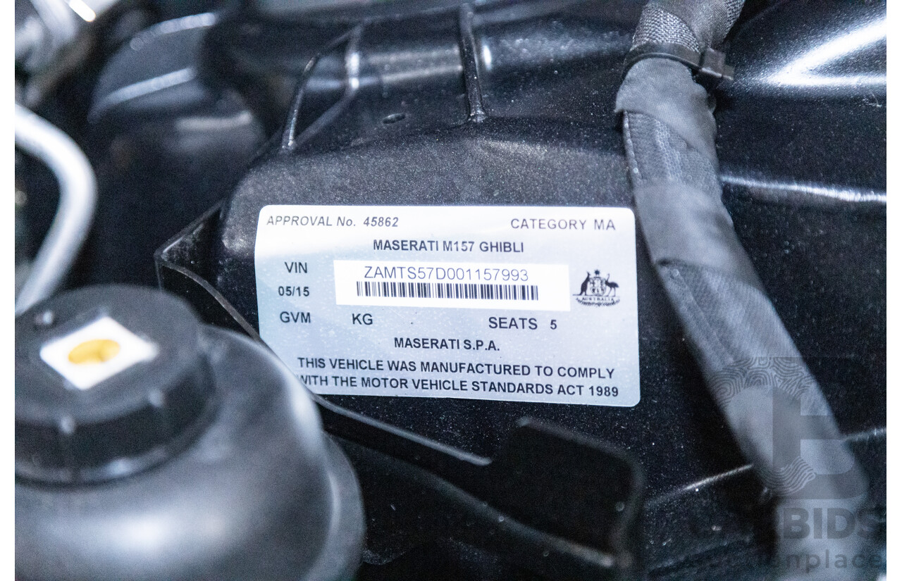 5/2015 Maserati Ghibli D M157 4d Sedan Metallic Black Turbo Diesel V6 3.0L