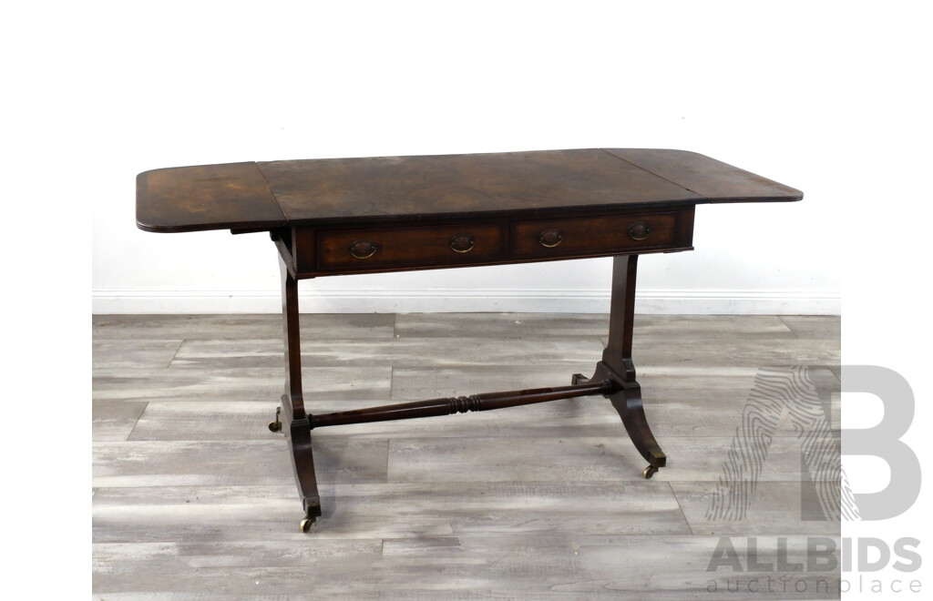 Walnut Veneered Drop Side Sofa Table