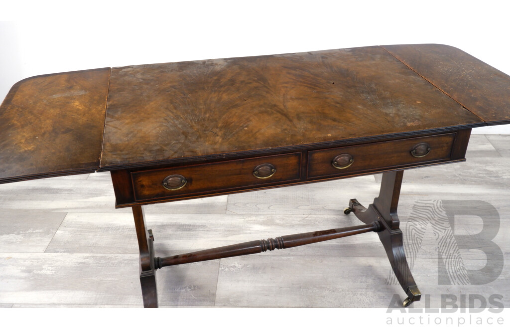 Walnut Veneered Drop Side Sofa Table