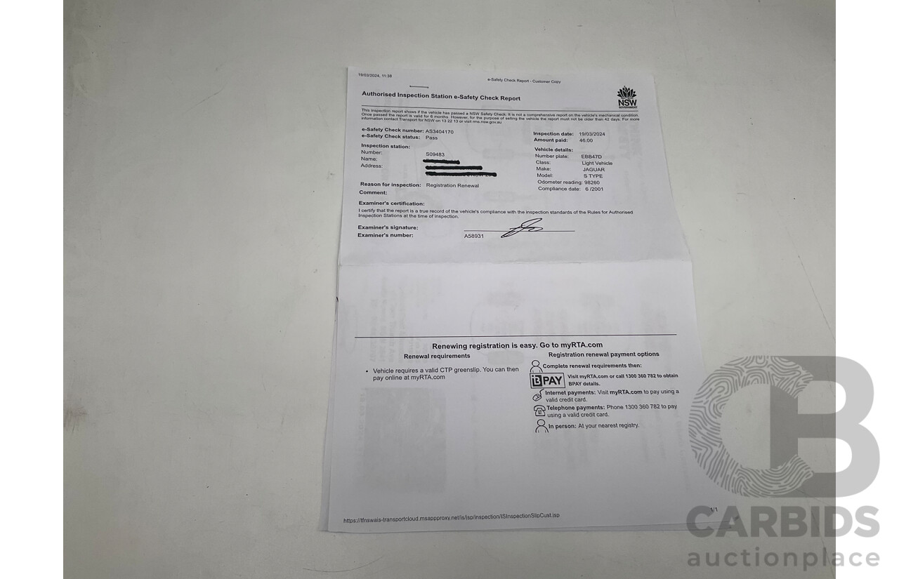 06/2001 Jaguar S Type V6 MY01 4d Sedan Green V6 3.0L