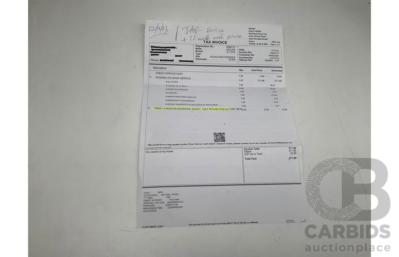 06/2001 Jaguar S Type V6 MY01 4d Sedan Green V6 3.0L