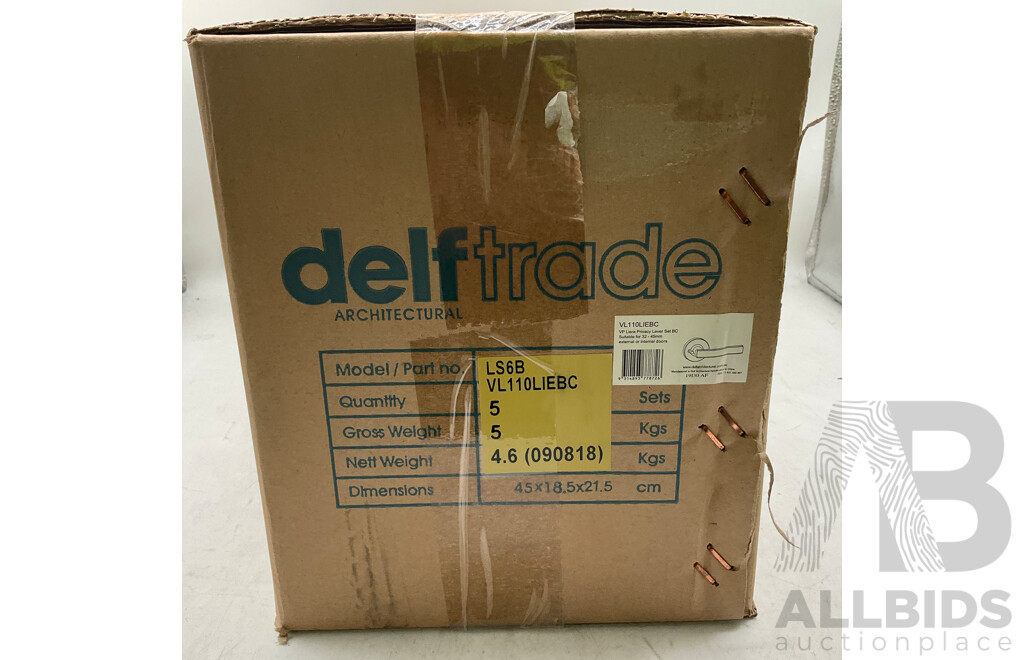 DELF TRADE Liera Privacy Lever Set on Round Rosette Bright Chrome (X5) - Total ORP $499.99